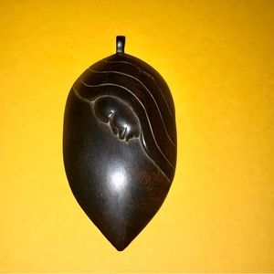 Large stunning wooden African woman pendant MCM.